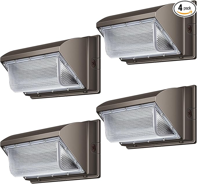 120W LED Wall Pack Light 18000LM 100-277V LED Security Flood Wall Mount Exterior Fixture IP65 Waterproof Commercial Industrial Building Outdoor Wallpack Lights for BarnYardGarage 4 Pack