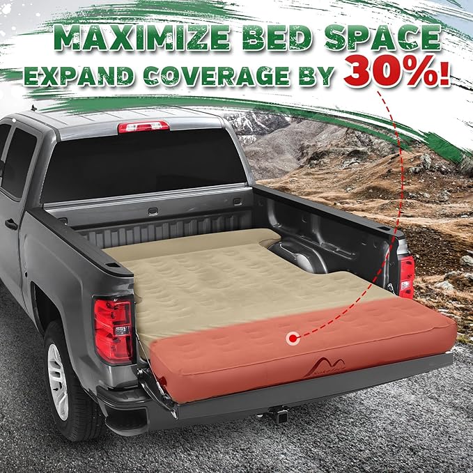 Truck Bed Mattress 5.5 FT Tailgate Extendable Truck Bed Air Mattress 5.5-5.8ft Full Size Electric Pump Heavy-Duty Easy Setup Large Carry Bag
