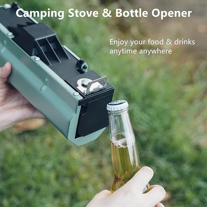 ONLYFIRE OUTDOOR LIVING Foldable Camping Stove with Storage Bag Portable Butane Stove with Bottle Opener Gas Stove for Picnic Backpacking Hiking Adventure Car Travel RV Trip Emergency GS330