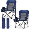 LET'S CAMP Oversized Camping Chairs 29.52 High Back Heavy Duty Lawn Chair Support 500LBS Portable Collapsible Chair with Cup Holder Side Pocket2 Pack(Blue)