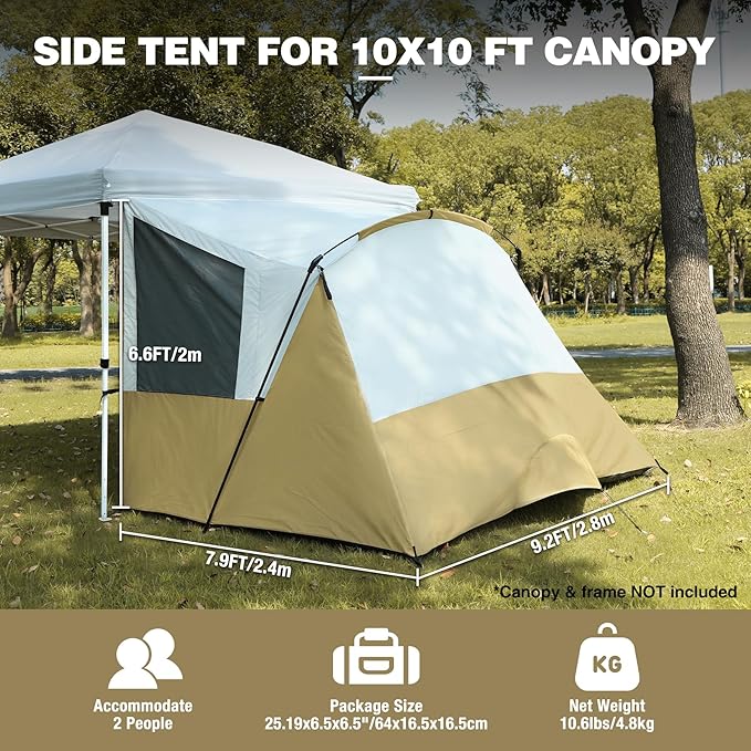 REDCAMP Canopy Camping Tent for Pop Up Canopy Tent Inner Tent Converts Straight Leg 10'x10' or 10'x20' Canopy into Camping Tent Fits 4-6 Person(Frame/Shelter NOT Included)