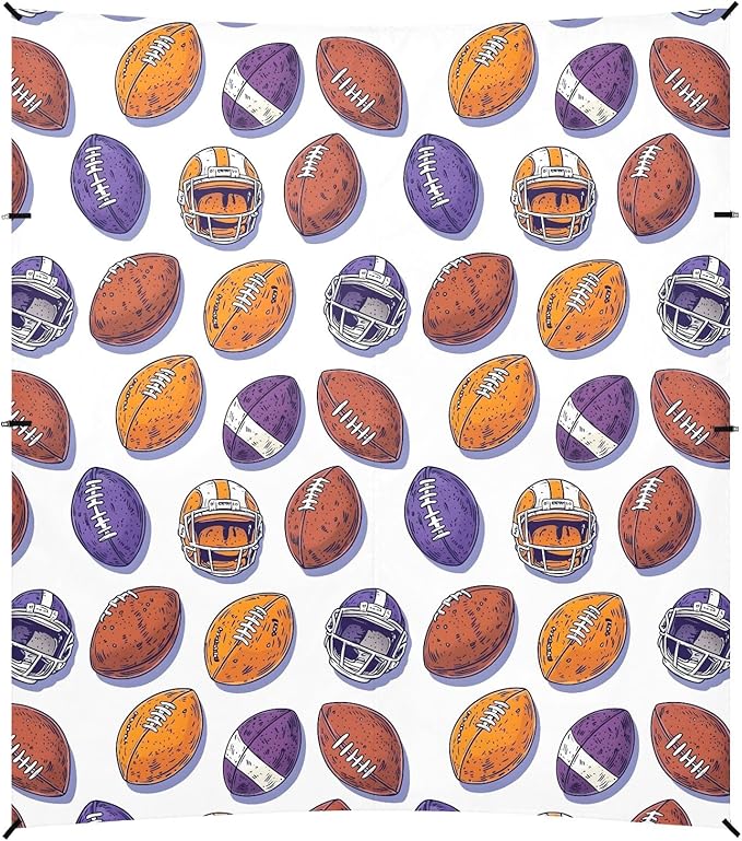 Camping Sun Shelters Rugby Brown Purple Helmet Pattern Beach Canopy 126 * 110.2in