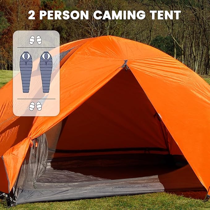 Tree Fox Camping Tent 2 Person Waterproof Portable Instant Tent with 1-Minute Setup Lightweight Tent Suitable for Camping Beach Outdoor Travel Backyard