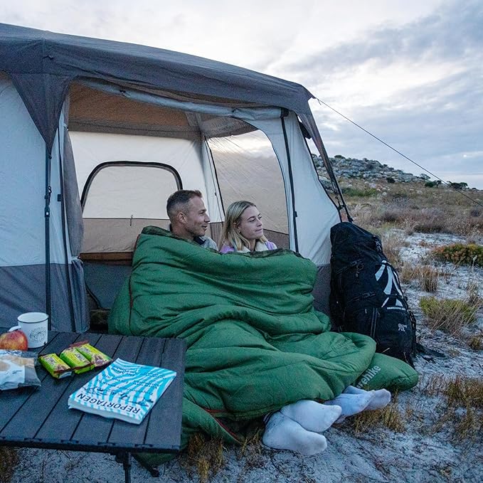 Naturehike Flannel Queen Size Double Sleeping Bag for Adults with Pillows Doublewide Two Person Sleeping Bag for Couples &amp Whole Family All Seasons for Camping Hunting &amp Bedding