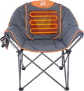 M8TRX Heated Camping and Club Chair Outdoor Portable Folding Chair Supports 350 LBS USB Charging Port Orange and Grey