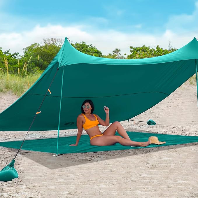 Red Suricata Sand Free Beach Mat – Large Sandproof Beach Blanket Sandless Waterproof – Fits and Matches Beach Canopy - Oversized Sand Proof Beach Mats for Outdoor Picnic Camping (Large Turquoise)