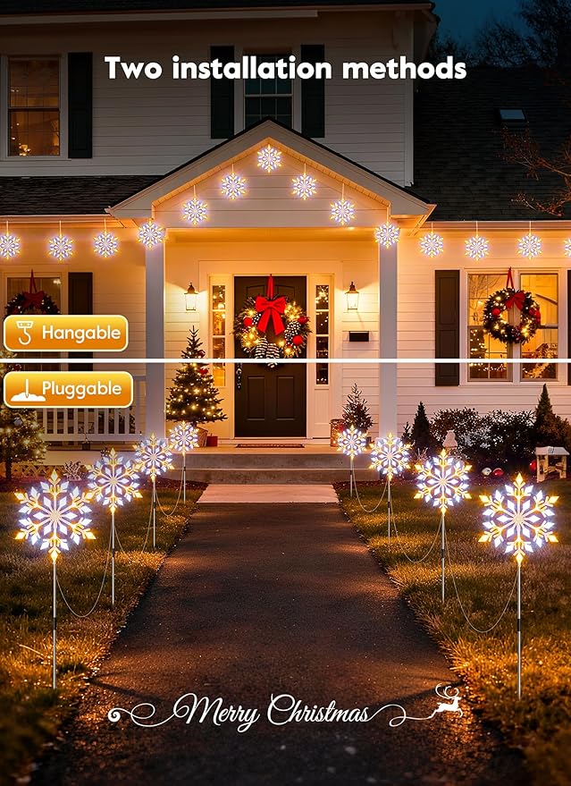 Brightown Star Christmas Pathway Lights Outdoor Christmas Decorations Yard Sidewalk Walkway Driveway Marker Stake