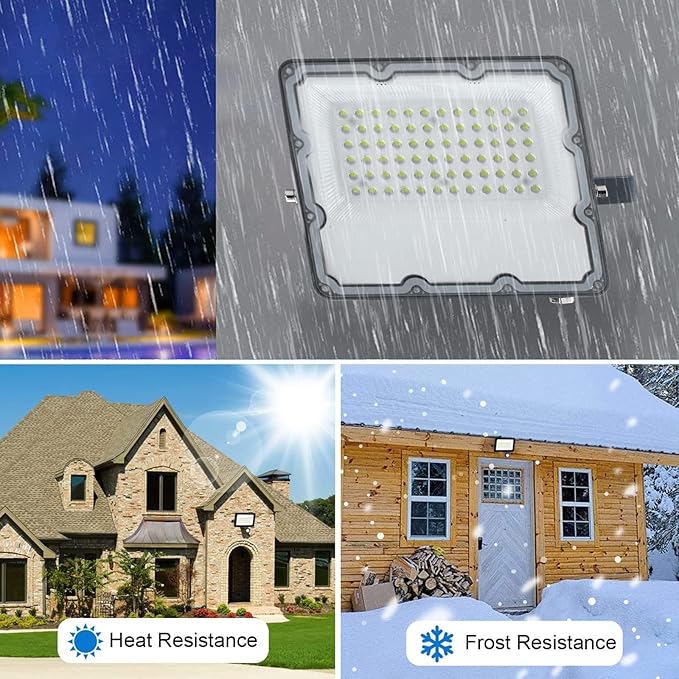 2 Pack 60W Led Outdoor Flood Light Exterior Flood Lights Plug in Flood Light for Yard Stadium Playground LawnGarden GaragesBasketball Court