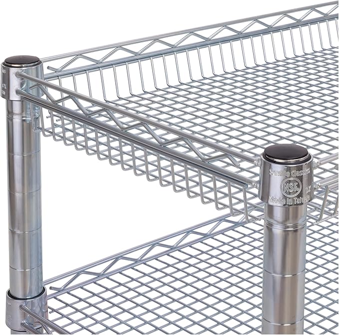 Seville Classics UltraDurable NSF Commercial Heavy Duty Metal Rolling Utility Cart Handle Bar for Restaurant Garage Warehouse Kitchen Office Deep Top Basket (34.8W x 18.25D)