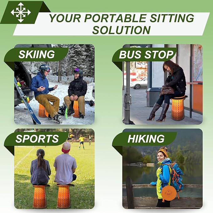 ALEVMOOM Upgraded XXL Collapsilbe Stool with CushionMore Sturdy and Height 19.7D11.8Portable and Lightweight Adjustable Chair Telescoping Stool for Camping Hiking BBQ Max Loading 1000Ibs