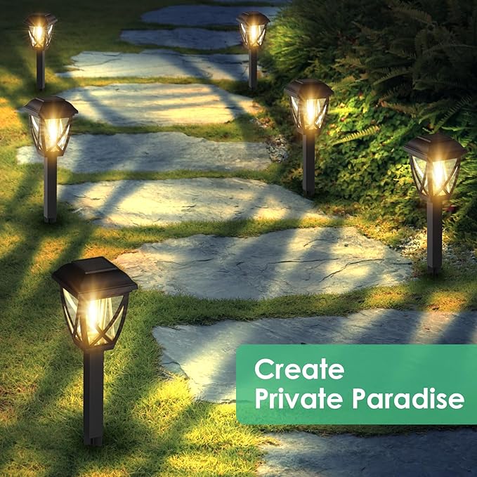 Derynome Solar Lights Outdoor 10 Pack Waterproof Solar Pathway Lights for Outside Outdoor Light for Garden Yard Patio Landscape Planter Walkway Decor