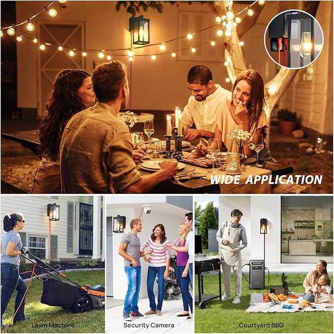 Dusk to Dawn Porch Lights with GFCI Outlets Waterproof Outdoor Wall Lights Exterior Lighting Fixtures Modern Outside Lights Wall Mount for House Patio GarageBlack11.8''H 2 PC