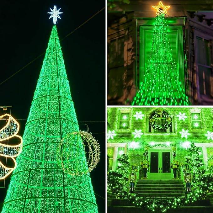 Upgrade Solar String Lights for Outside 2 Pack Total 180FT 500LED String Lights Outdoor with 8 Modes IP65 Waterproof Outdoor Solar Twinkle Lights Garden Tree Party Christmas Decorations Green