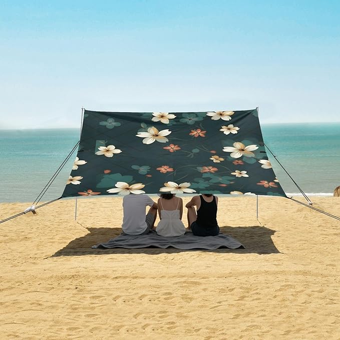 Flower FloralCamping Sun Shelters 9.2 x 10.5 FT Beach Canopy Tent Sun Shade with Carrying Bag for Camping Trips Fishing Backyard Fun or Picnics 21340088