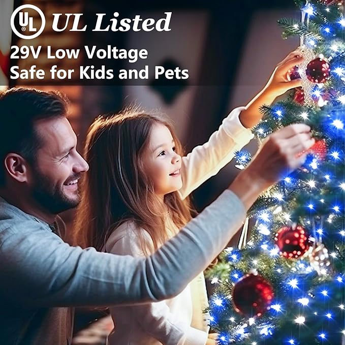 750 LED 240FT Christmas String Lights Outdoor with 12 Lighting Modes Green Wire Christmas Lights with Timer &amp Dimmable Waterproof Plug in Fairy Lights for Room Party Home Patio Xmas Blue &amp