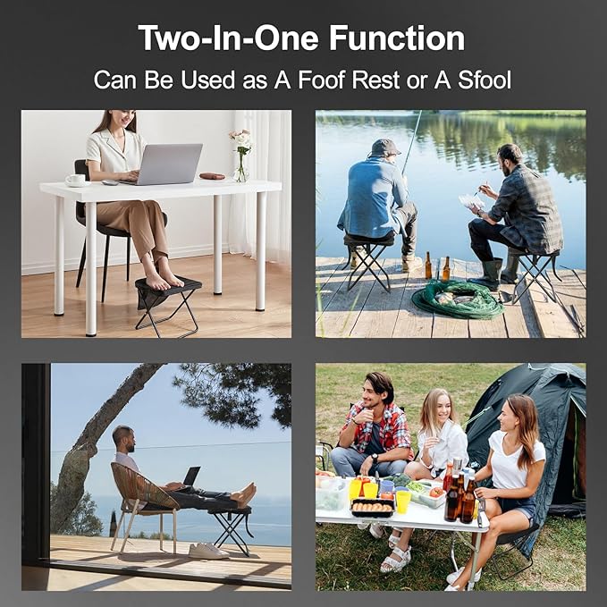 DZ Duozhan Portable Camping Stool - Foldable Backpack Stool 13 with 260lb Capacity Lightweight Collapsible Stool with Carry Bag &amp Adjustable Strap for Hiking Fishing Beach Outdoor (Khaki)