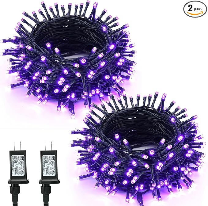 BrizLabs Purple Halloween Lights 2 Pack 78.74ft 240 LED Halloween String Lights Plug in Purple Mini Tree Light Connectable 8 Modes Outdoor Holiday Lighting Waterproof for Tree Home Yard Patio Decor