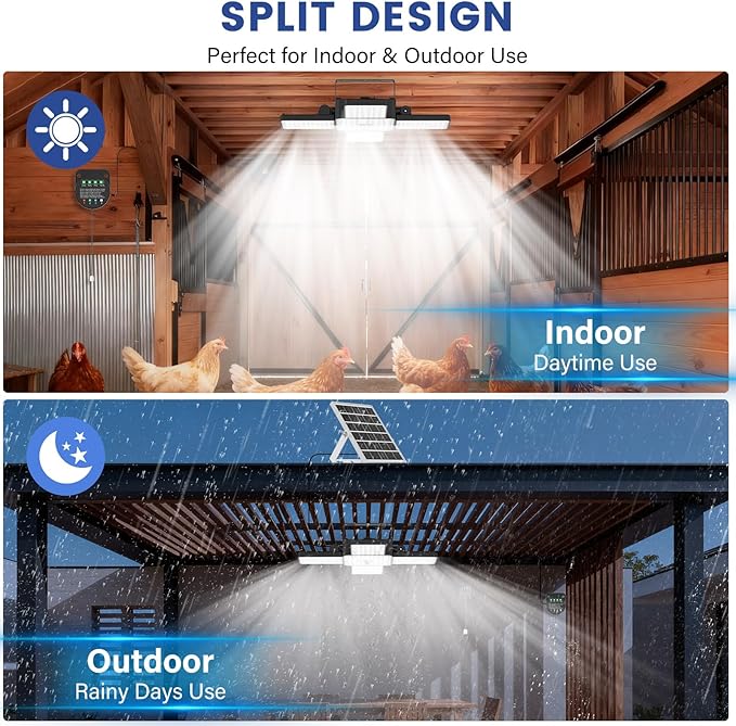 Solar Shed Light Indoor Outdoor 2000LM 268LED Solar Pendant Light with Motion Sensor Day &amp Night Available 4 Lighting Modes Battery/Mode Indicator IP65 Waterproof for Shed Garage Gazebo Barn