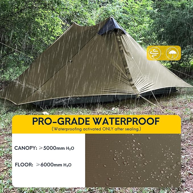 LANSHAN Ultralight Tent 3-Season Backpacking Tent for 1-Person or 2-Person Camping Trekking Kayaking Climbing Hiking