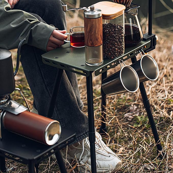 Outdoor Furniture 2 in 1 Folding Table Stool Camping Outdoor Practical Small Table Aluminum Alloys Folding Small Chair for Camping Picnics