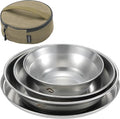 CAMPINGMOON Camping Tableware Set Stainless Steel Camping Plates Bowl Stackable Outdoor Dinnerware Canvas Carry Case Camping Hiking Picnic