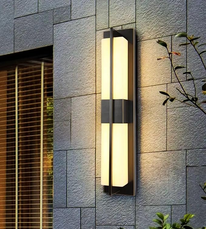 Outdoor Wall Light Fixtures Exterior Waterproof Lanterns Porch Sconces Wall Mounted Lighting with Modern Frosted Glass Black Aluminum Wall Lamps for Patio Front Door Entryway (MODERN_BLACK 18inch)