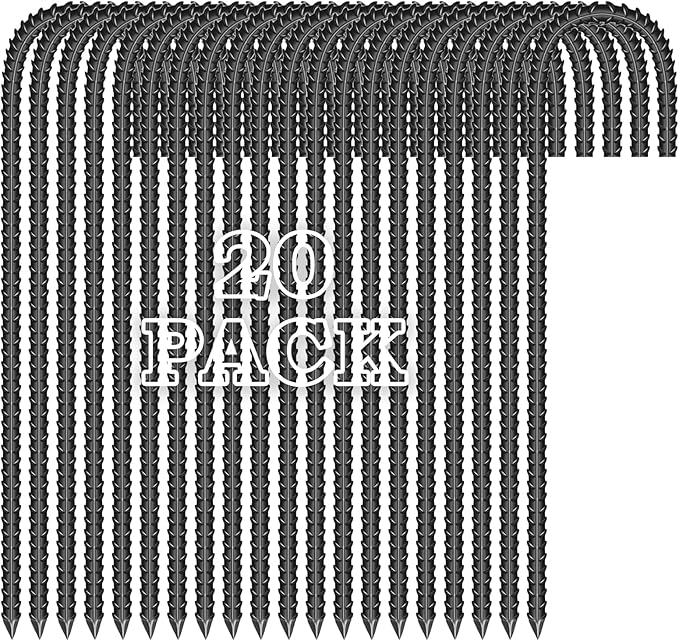 20 Pieces 12-Inch Metal Garden Ground Stakes Galvanized Steel J Shape Hook Rebar Stakes Heavy Duty Tent Stake Chain Link Fence Stake for Outdoor Lawn Decorations Black