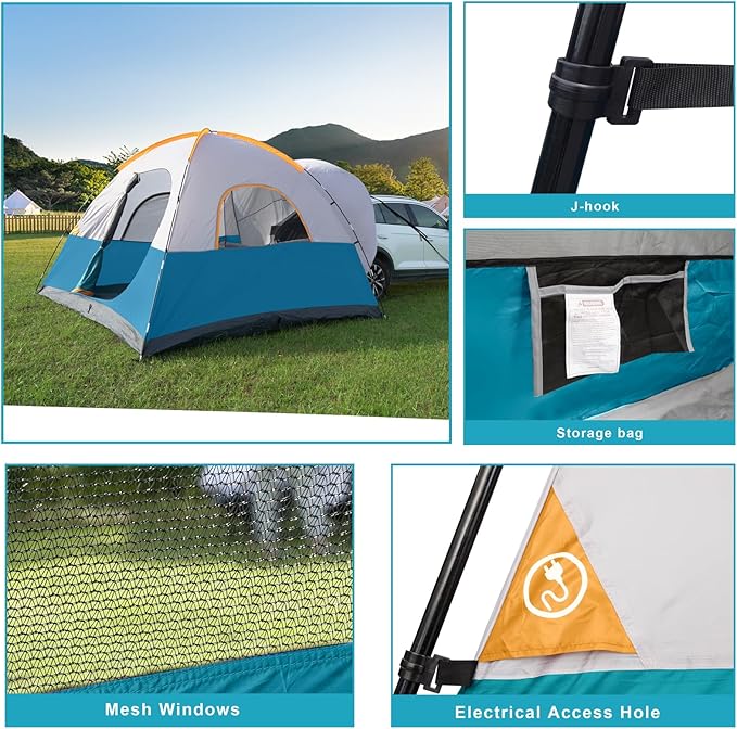 UNP SUV Dome Tent for Camping Outdoor 6 Person Car Camping Tent Easy Set Up SUV Tailgate Tent with Rainfly 10' x 10' Vehicle Camping Tent | for Camping Outdoor Car Camping Tent Easy Set Up SUV T