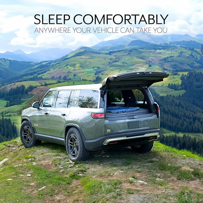 Life Finds Sleeping Platform Storage System Designed for Rivian R1S Vehicles Folding Platform with Underneath Storage Black LF-R1SP