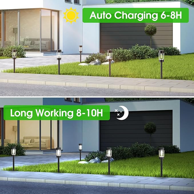 Solar Lights Outdoor 12 Pack Waterproof Solar Landscape Lighting for Pathway Garden Yard Path Walkway Driveway Lawn Patio Outside Decor Cool White