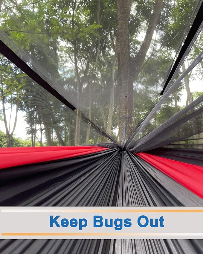 Sunyear Camping Hammock Portable Single &amp Double Hammock with Net 2 Person Hammock Tent with 2 * 10ft Straps Best for Outdoor Hiking Survival Travel