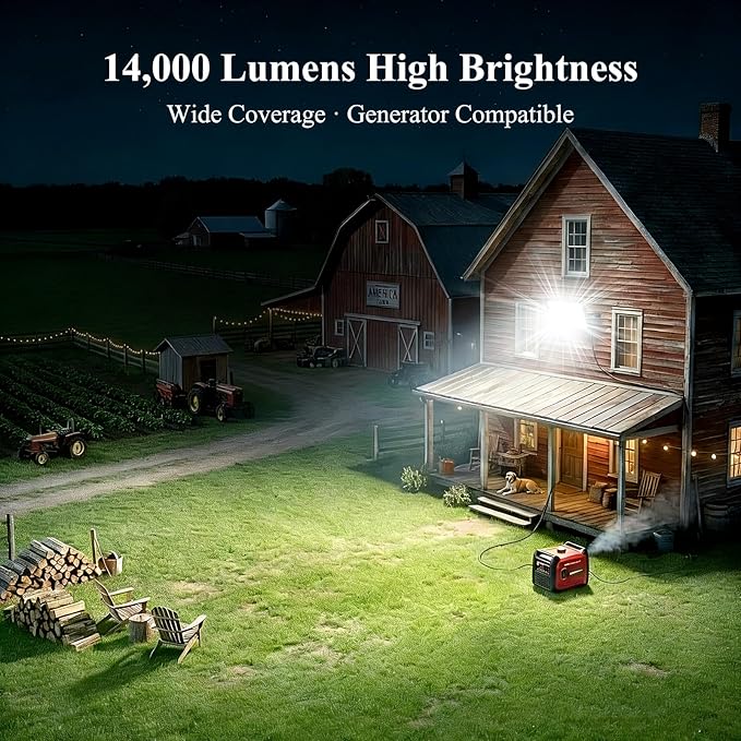 Kekeou 100W 2Pack LED Flood Light Outdoor 200W 28000LM 85-305V LED Stadium Light. 5000K Super Bright Arena Lights IP67 Waterproof Field Lights for Farms Boats Powered by Generators