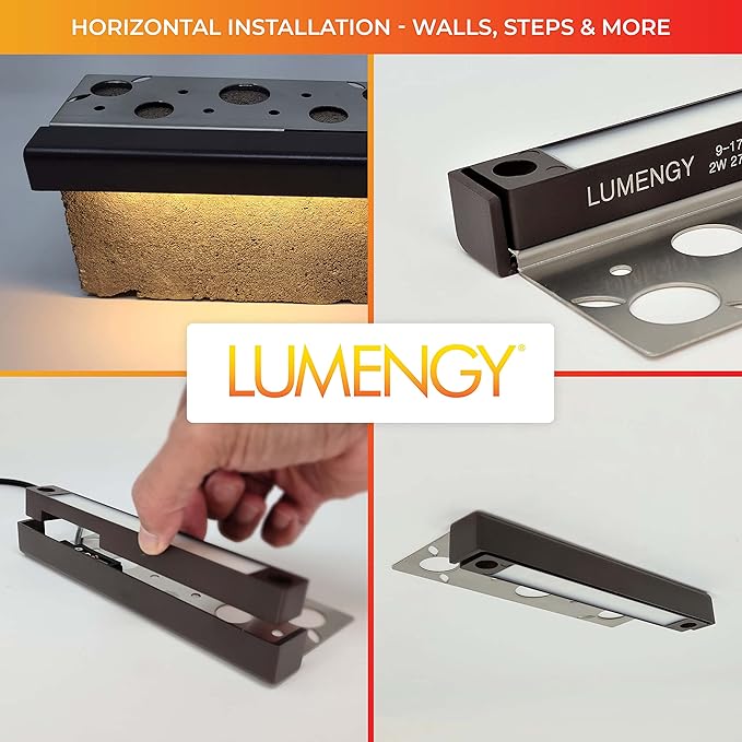 LUMENGY 7 Inch 3W LED Hardscape Light 2700K Warm White Easy Replaceable Feature Includes 3 Mounting Plates for Outdoor Steps Retaining Walls and Paver Steps 12V Black Finish (6 Pack)