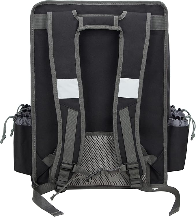 PACMAXI Food Delivery Backpack Insulated Food Delivery Bag with 6 Cup Holder Reusable Food Delivery Bag with Reflective Straps(Black)