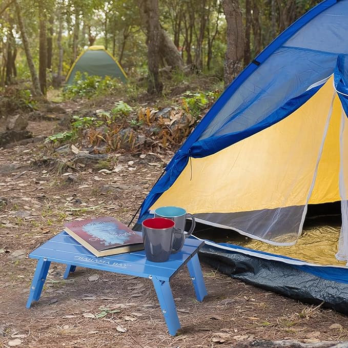 Old Bahama Bay Ultralight Aluminum Mini Table 66lbs/30kg Weight Capacity Foldable Small Beach Table with Retractable Legs Suitable for Picnic Camping Outdoor Hiking