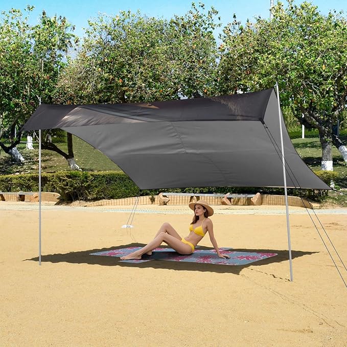 ALAZA Sloths Driving Funny Animals Beach Tent Sun Shelter UPF50+ Protection Beach Shade Canopy w/ 4 Sandbags for Outdoor Camping Fishing Backyard Fun Picnic 10x9 ft