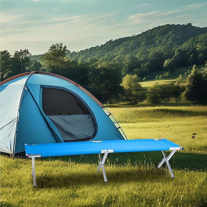Outvita Folding Camping Cot Sleeping Bed with Carry Bag Lightweight Portable Cots for Travel Fishing Hiking and Outdoor Activities