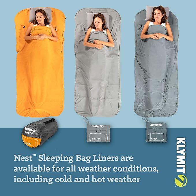 Klymit Nest Sleeping Bag Liner Warm Weather Sleeping Bag Insert Gray XL