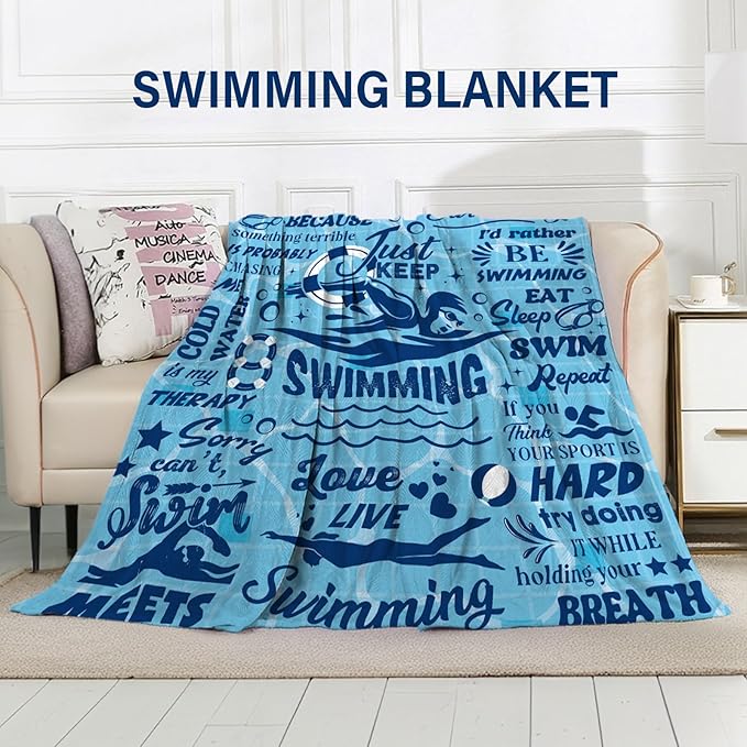 Swim Gifts for Swimmers Swimming Blanket Gifts for Coach Gifts Swim Team Gift Just Keep Swimming 80 x 60 Swimmer Blanket Christmas Birthday Gift for Men
