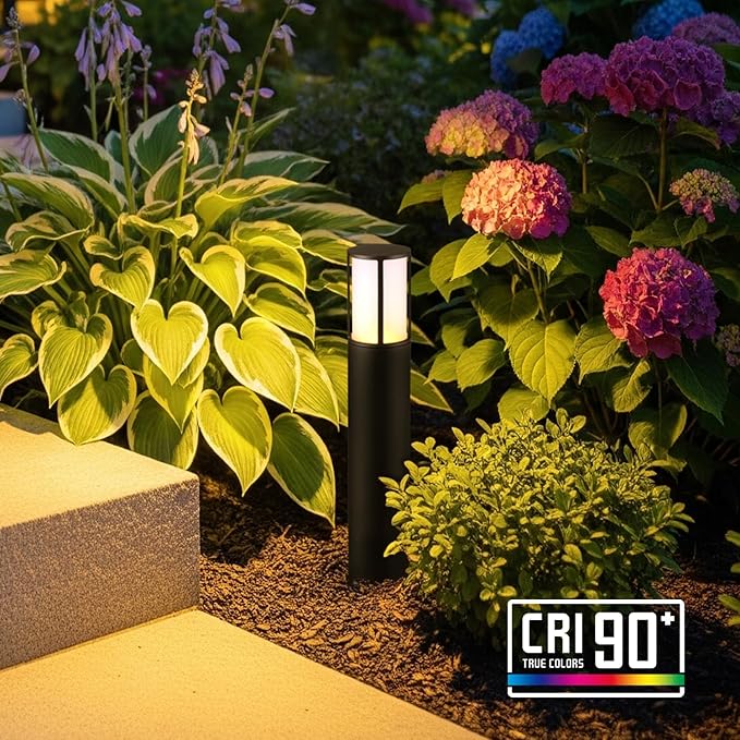LEONLITE Low Voltage Bollard Pathway Lights 5CCT 5W 12-24V 1800K/2700K/3000K/4000K/5000K Selectable Wired LED Landscape Lighting for Lawn Yard Walkway Driveway Oil Rubbed Bronze Aluminum Pack of 4