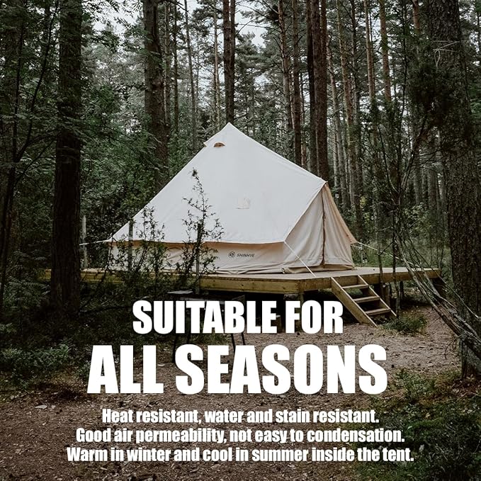 Canvas Bell Tent Yurt Tent 4 Seasons for Camping 100% Cotton Glamping Tents with Stove Jack Family Camping Outdoor Hunting Party