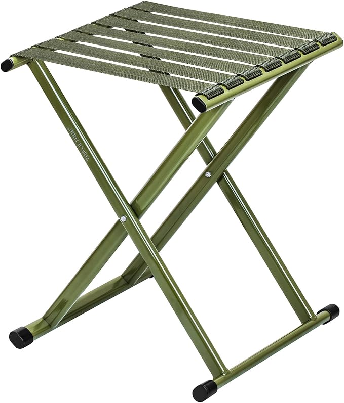 TRIPLE TREE Folding Stool 17.8 Height Heavy Duty Camping Stool Outdoor Portable Chair Hold up to 600 lbs for Walking Hiking Fishing
