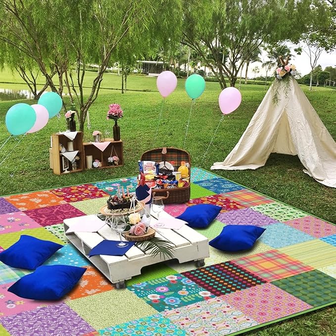 Extra Large Picnic Blankets Waterproof Foldable (80x 80) Boho Beach Blanket Waterproof Sandproof3-Layer Thicking Mat Outdoor Packable Camping Blanket