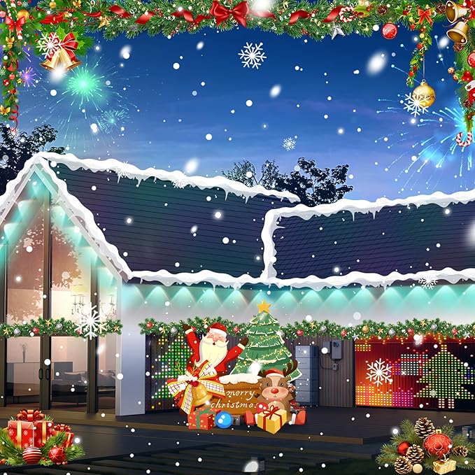 MUCCCUTE Permanent Outdoor Lights for Holidays Easter 150ft RGB House Light w/App &amp Remote Control Smart Rainbow LED IP67 Waterproof for New Year Christmas Roof Eaves Garden Décor All Year Around