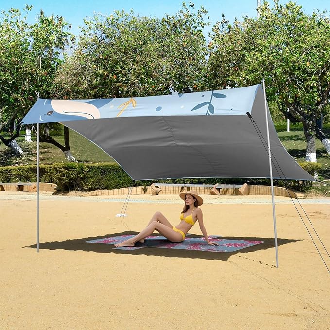 Seamless Dolphi Camping Sun Shelter Beach Tent Portable Beach Sun Shade Outdoor Canopy for Camping Trips Fishing Picnic