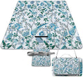 Blue and White Chinese Style Chinoiserie Folk Waterproof Outdoor Picnic Blanket Sandproof Beach Mat for Camping Hiking Grass Travelling