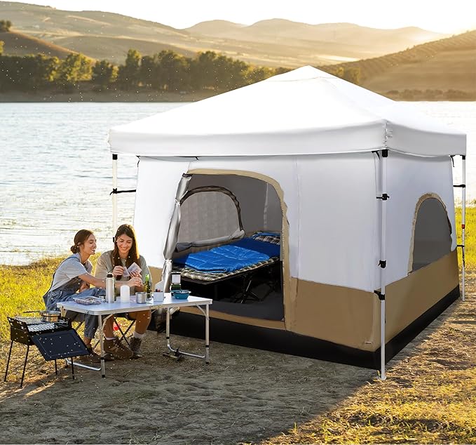 REDCAMP Canopy Camping Tent for Pop Up Canopy Tent Inner Tent Converts Straight Leg 10'x10' or 10'x20' Canopy into Camping Tent Fits 4-6 Person(Frame/Shelter NOT Included)