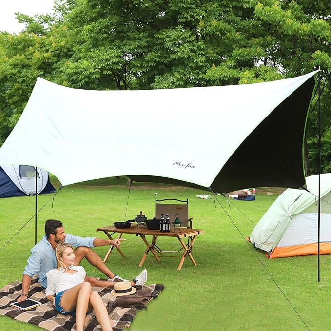Camping Tarp with Poles Hammock Rain Fly Waterproof &amp Lightweight Tent Tarp Car Awning Sun Shelter Canopy Camping Tent Canopy for Outdoor Party Picnic