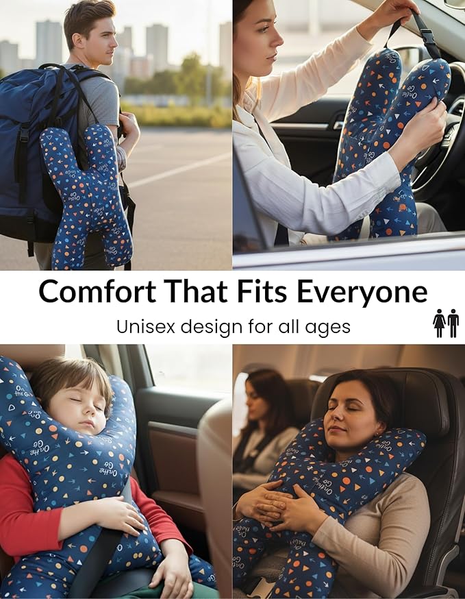 X Shape Travel Pillow – Neck &amp Head Support Cushion for Airplane Car Train &amp Office – Comfortable Travel Neck Pillow for Sleeping – Compact Portable Neck Pillow for Adults &amp Kids