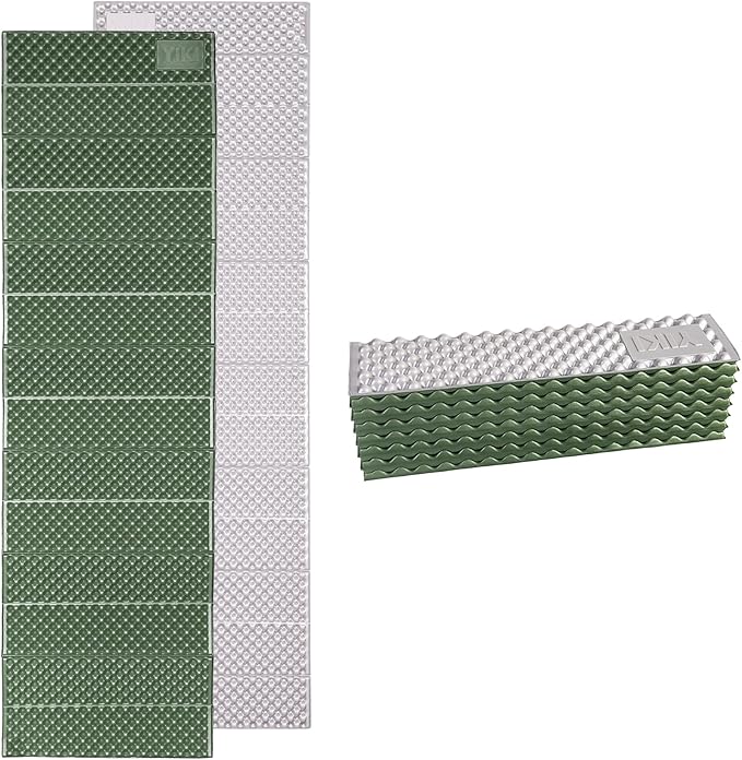YIKI Upgraded Thickness Closed Cell Foam Sleeping Pad 75.6x22x0.9 Ultralight Foldable Foam Camping Mat with Heat Reflective Layer Waterproof Backpacking Pad for Hiking Tent Outdoor Use